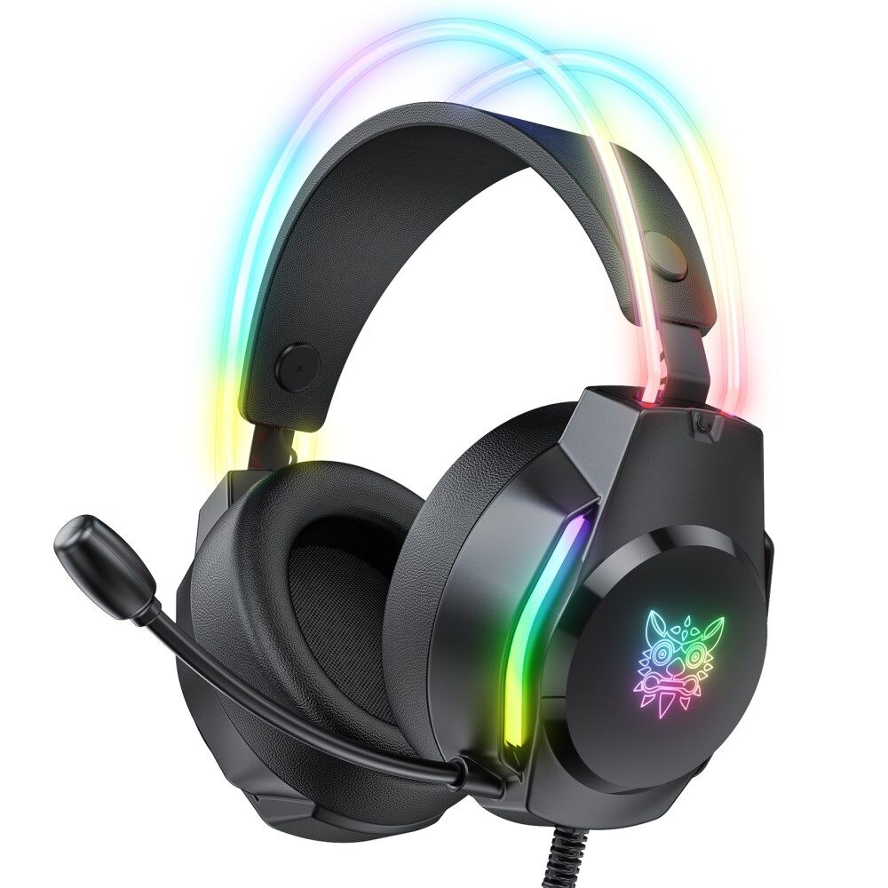 HEADPHONE GAMING ONIKUMA X26 BLACK DENGAN NOISE REDUCTION KABEL UNTUK PENCAHAYAAN RGB ORIGINAL